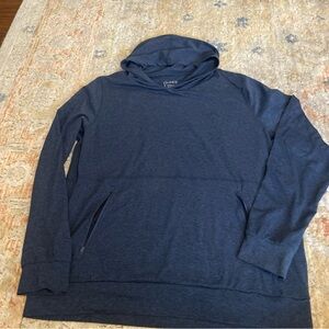 Quince Mens Hoodie Extra Large Blue FlowKnit Performance Pullover Zip Pockets